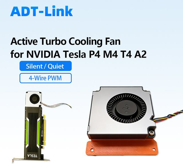 Nvidia Aktiver Turbo-Kühlventilator für Tesla P4 M4 T4 A2 GPU Grafikkarten-Modifikation, Schwarz, 4-Draht-PWM, Geräuscharm - Bild 1