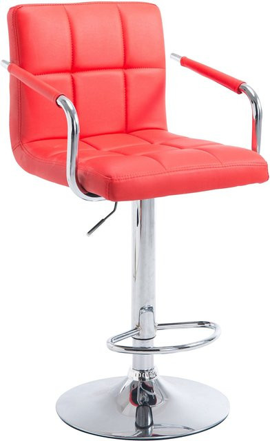 TPFLiving Barhocker Luca mit Kunstleder in Rot und Chromoptik Metallgestell - Bild 1
