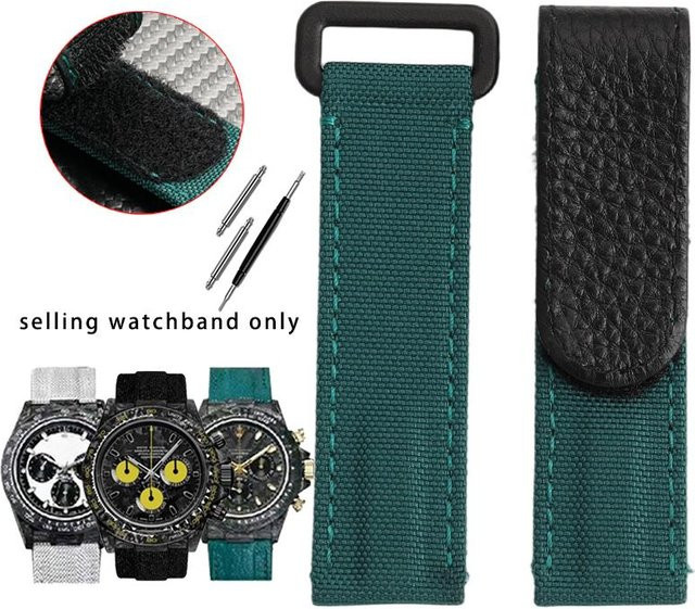 QuirkCart Uhrenarmband Canvas-Nylon, 20 mm, grün, Herren - Bild 1