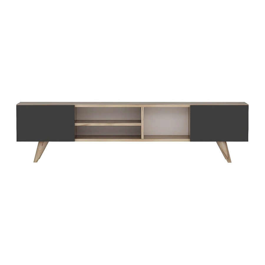 Vente-unique TV-Board Mostia im skandinavischen Design, Farbe Schwarz und Naturfarben Hell, Breite: 160 cm - Bild 2