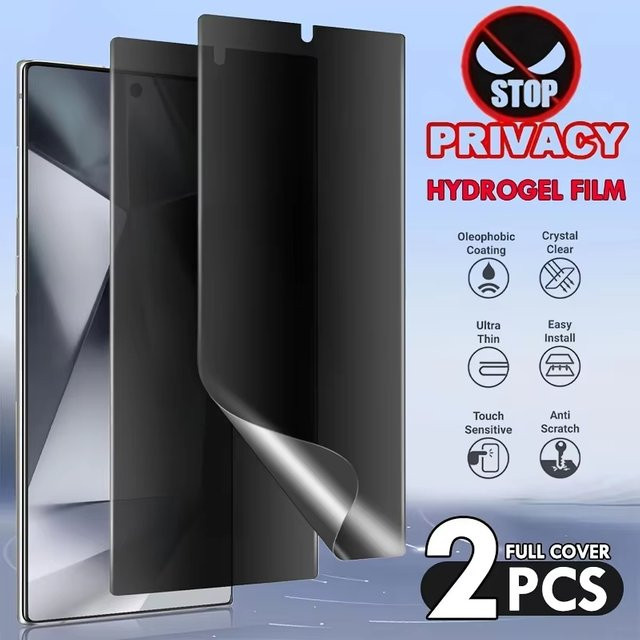 2 Stück Sichtschutz Hydrogel-Folien Anti-Spy für Samsung Galaxy S26 S25 S24 S23 S22 S21 Ultra FE Plus A56 A55 A54 A36 A35 A26 A16 A06 A05S transparent - Bild 1