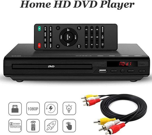 luxuglow Full HD DVD-Player in Schwarz mit Multimedia-Unterstützung für CD, MP3, MP4, RW und VCD - Bild 1