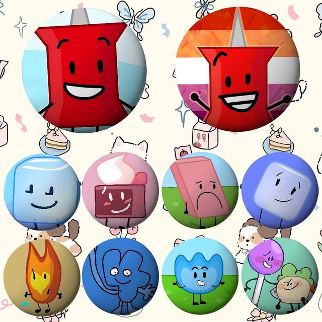 Brosche Metall, Cartoon Anime BFDI Icons, Weißblech Soft Button Pin - Bild 1