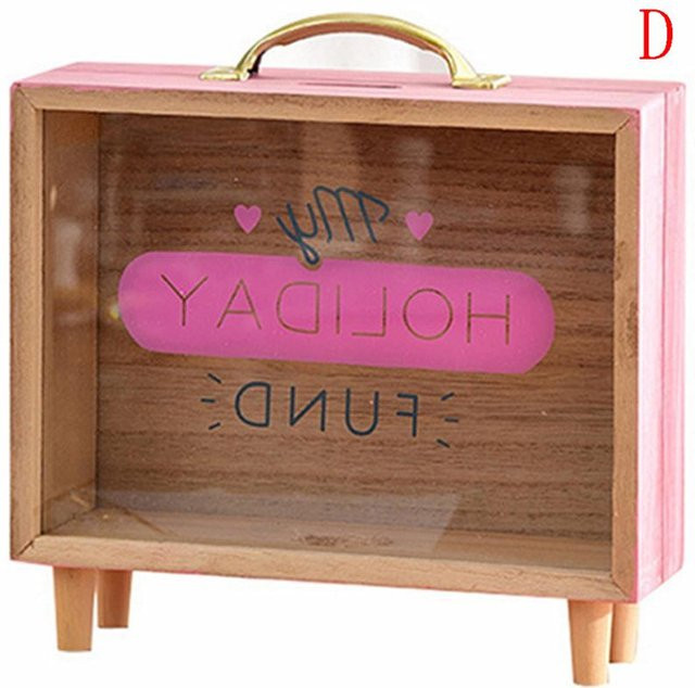 Spardose aus Holz in Pink als dekorative Aufbewahrungsbox für Kinder und Erwachsene - Bild 1