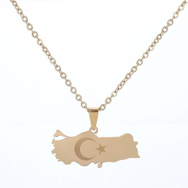 YIRAN Halskette Stern Mond, Edelstahl, Roségold, Unisex - Bild 1