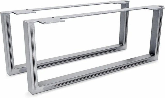 HEVVA Möbelfüße GRAZ 2er Set aus Rohstahl in Silber Matt, Höhe: 20 cm, Tiefe: 50 cm - Bild 1