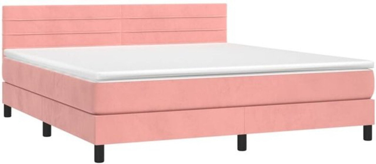Vidaxl Boxspringbett mit Matratze in Rosa aus Samt, B/T/H: 180 x 200 x 78 cm - Bild 1