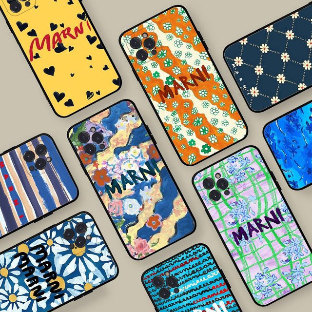 M-Marni Blumen Handyhülle für Apple iPhone (verschiedene Modelle), schwarze weiche TPU-Abdeckung - Bild 1