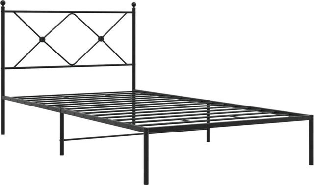 vidaXL Bettgestell aus Metall mit Kopfteil in Schwarz, B/T: 100 x 200 cm - Bild 1