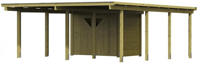 Karibu Doppelcarport Eco 2 aus Kiefernholz mit integriertem Abstellraum und PVC-Dachplatten, B: 527 cm, T: 576 cm, H: 229 cm - Bild 3