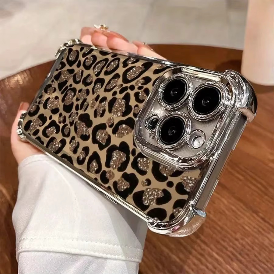 Glitzernde Handyhülle mit Leopardenmuster für Apple iPhone (verschiedene Modelle), Multicolor - Bild 2