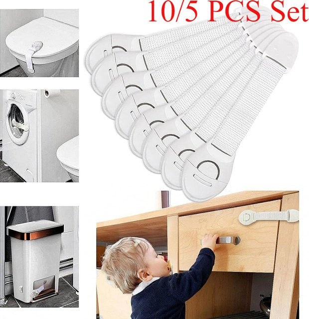 XUNYI Kindersicherung Schloss für Schränke und Schubladen aus Kunststoff in Weiß (Multipack) - Bild 1