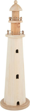 VBS Leuchtturm Port in Beige aus Kiefernholz und MDF-Holz für maritime Tischdekoration, Höhe: 50,0 cm, Breite: 15,0 cm