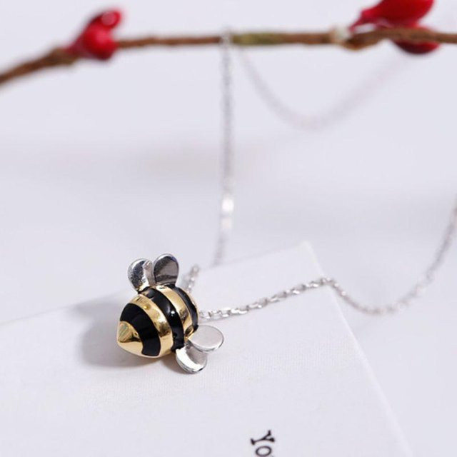 Halskette mit Bienen-Anhänger, 925 Sterling Silber, Damen - Bild 1