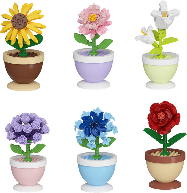 DBPALY Micro Bausteine Blumen Set Sonnenblume und Rose als Tischdekoration für Kinder in Multicolor - Bild 1