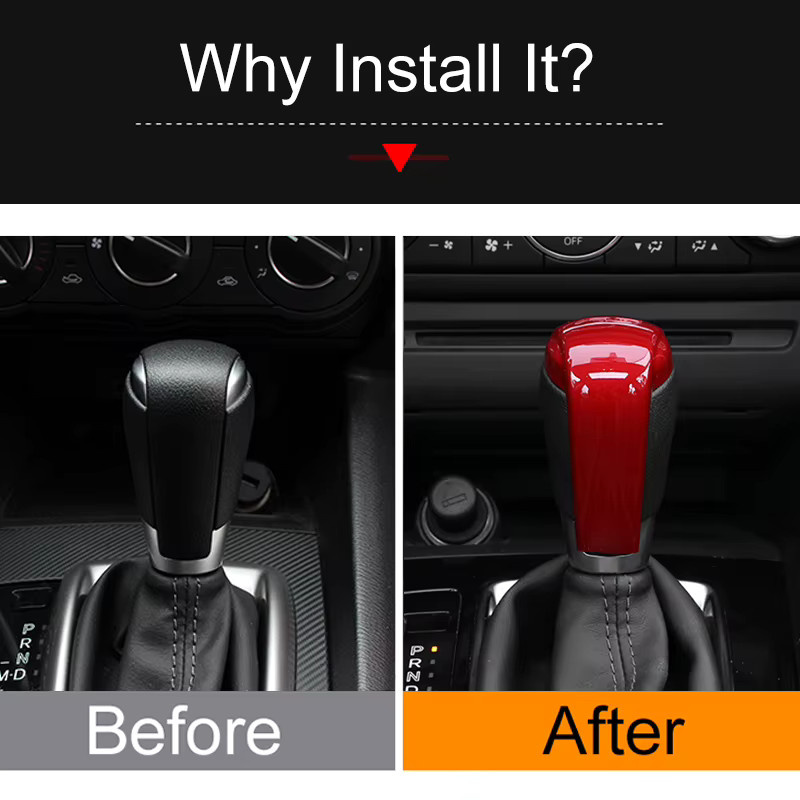 YaLumei Auto Schaltknauf Getriebe Kopf Abdeckung für Mazda 2 3 6 BM GJ Demio CX3 CX5 CX8 CX9 Axela 2014-2022 - Bild 2