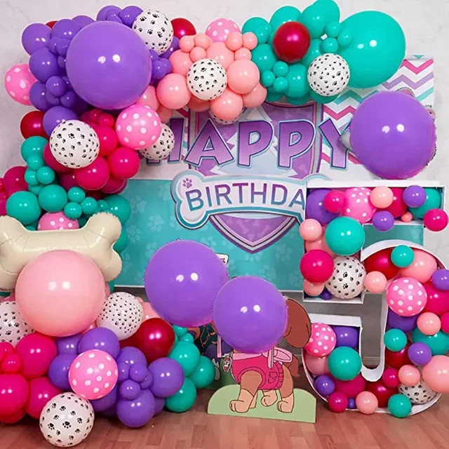 BALONAQ Ballon-Girlande mit Tierpfoten-Motiv in Rosa für Baby Shower und Geburtstagspartys, 124 Stück - Bild 1