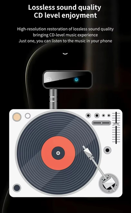 VIKEFON Bluetooth 5.0 Audio-Adapter in Schwarz mit 3,5 mm Klinke und USB-A als Sender und Empfänger für Stereo-Musik und Freisprechanrufe - Bild 5
