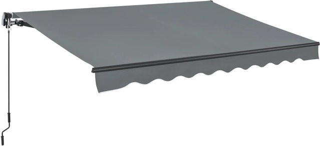 Juskys Gelenkarmmarkise Grau mit Kurbel und Halterung B/H: 250 x 200 cm - Bild 1