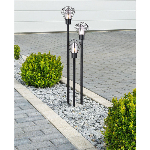 Globo Lighting Außenleuchte Horace 3-flammig Schwarz aus Edelstahl und Kunststoff, H x B x T: 170 x 44,5 x 44,2 cm - Bild 2