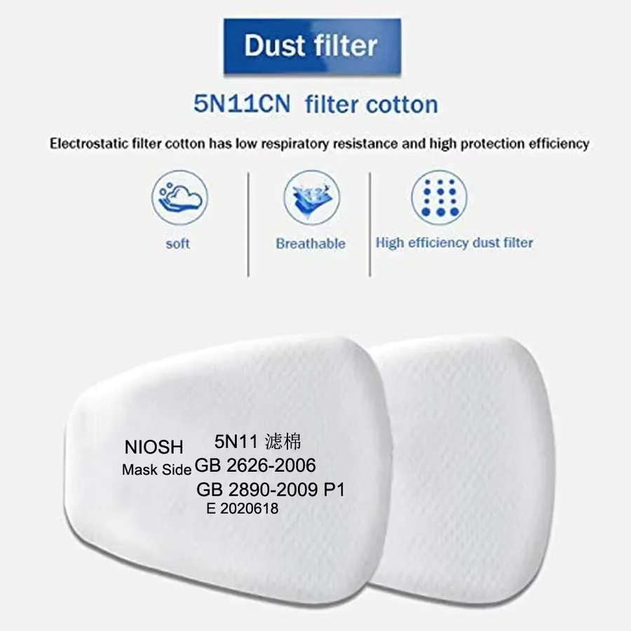 Staubdichter 5N11-Filter mit 501-Halter für Atemschutzmasken der Serien 6001, 6002, 6003, 6004, 6200, 7502, 6800 und FF402 - Bild 2