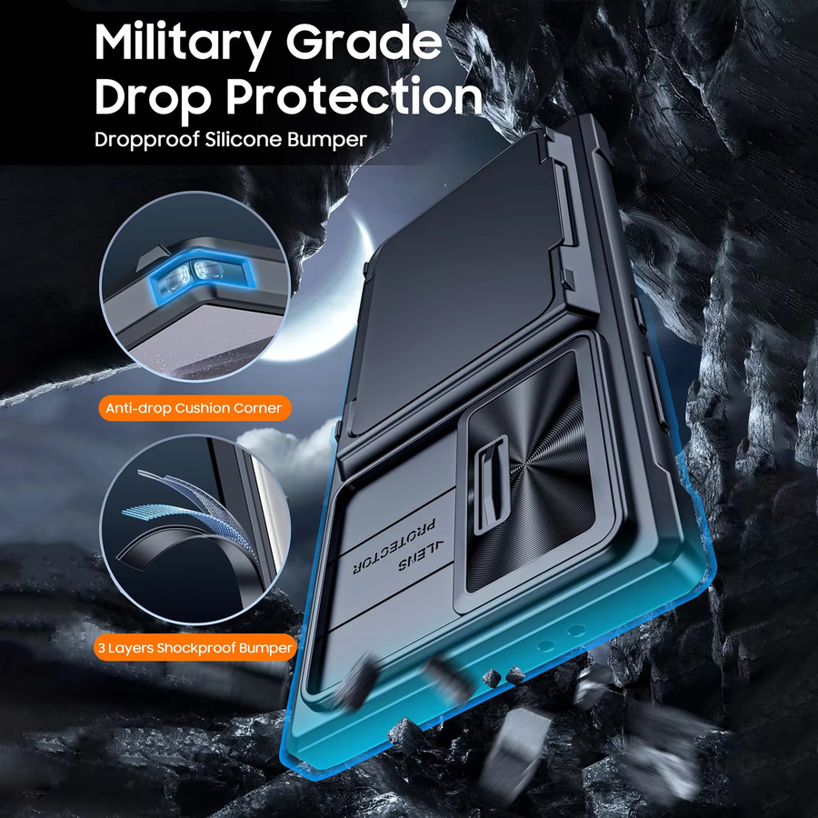 Samsung Wallet Kickstand Silikonhülle für Galaxy S24 Plus und Galaxy S24 Ultra mit RFID-Kartenhalter und Kameraabdeckung, Schwarz - Bild 5