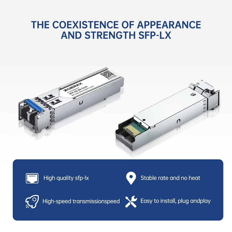 ZoeRax LC SFP Singlemode Duplex Optisches Modul 1.25G Gigabit Glasfaser-Transceiver 1000Base-LX 1310nm bis 20km DDM in Silber - Bild 5