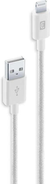 CellularLine USB-A auf Lightning Datenkabel, geflochten, Weiß, 1,5 m - Bild 1