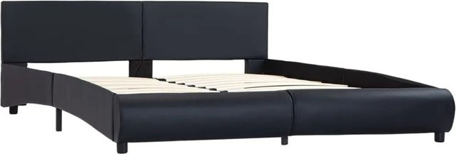 vidaXL Bettgestell mit LED-Unterbettbeleuchtung und USB-Ladeport in Schwarz aus Kunstleder, B/T: 180 x 200 cm - Bild 1