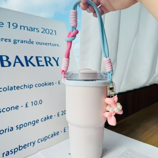 JONBT Silikon Griffbandhalter für Becher mit 6-10 cm Durchmesser, Trageband als Zubehör für Stanley 30oz und 40oz Becher - Bild 1