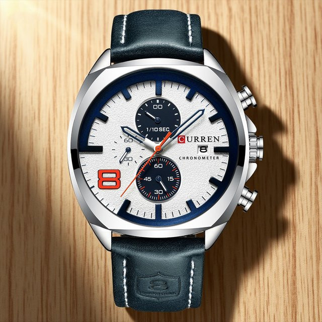 CURREN Chronograph Armbanduhr, Quarz, Leder, Herren - Bild 1