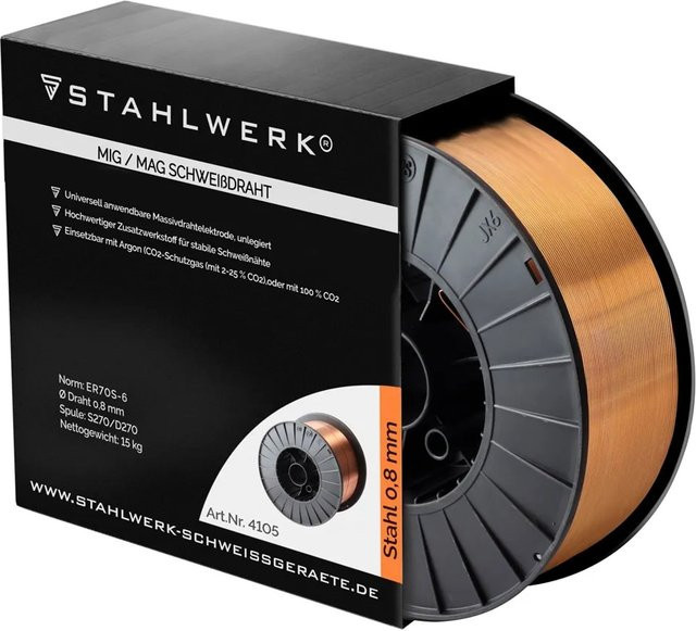 STAHLWERK MIG MAG Premium Schweißdraht ER70S-6 SG2 0,8 mm 15 kg - Bild 1