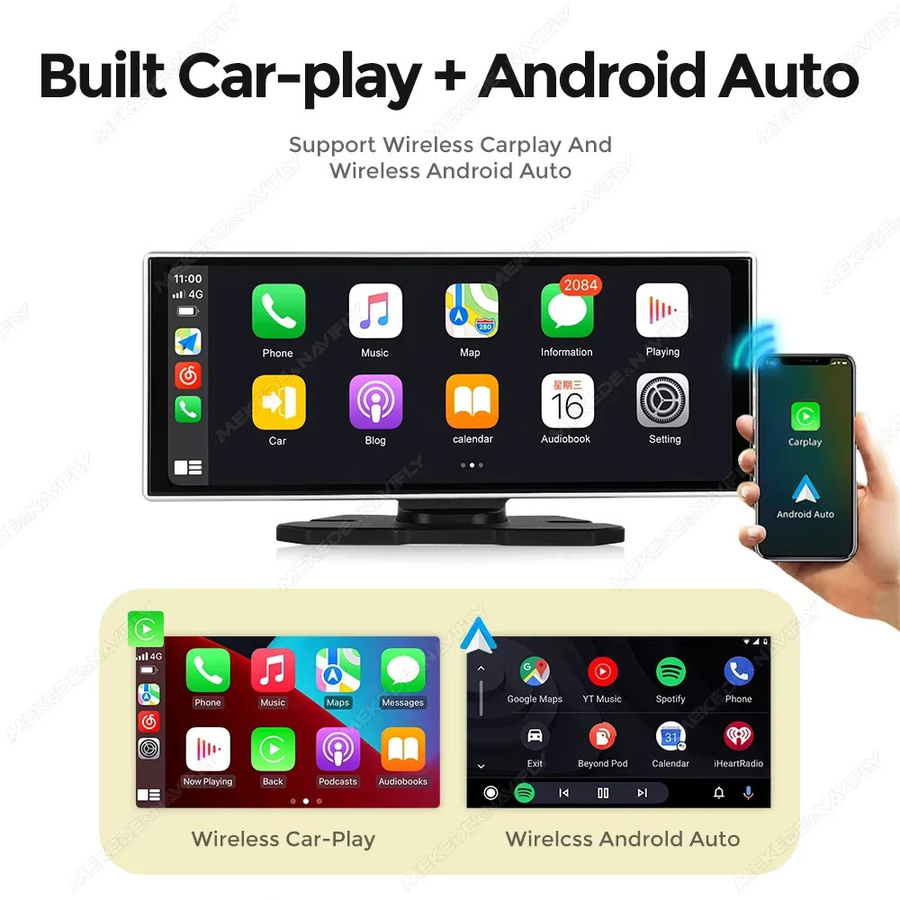 AUTOSHARK Multimedia Autoradio mit Touchscreen, Drahtloses CarPlay und Android Auto, Bluetooth, AUX, FM, DSP und Rückfahrkamera, Schwarz - Bild 3