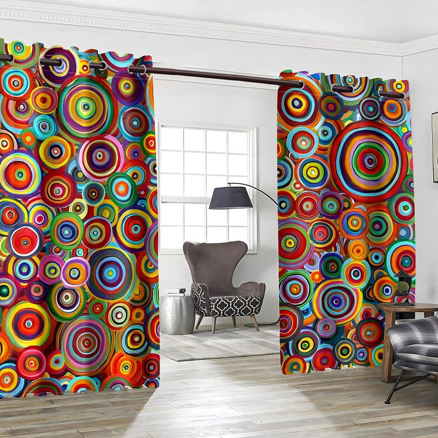 Baifenbai Home Furnishing Vorhänge mit böhmischem geometrischem Punktemuster, 2er-Set, halbtransparent, Mehrfarbig, B: 75 cm, H: 166 cm - Bild 4