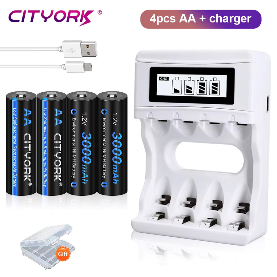 CITYORK Smart Batterieladegerät mit LCD-Display für 1,2V AA und AAA Ni-MH Akkus, 4-Slot Ladegerät in Weiß - Bild 5