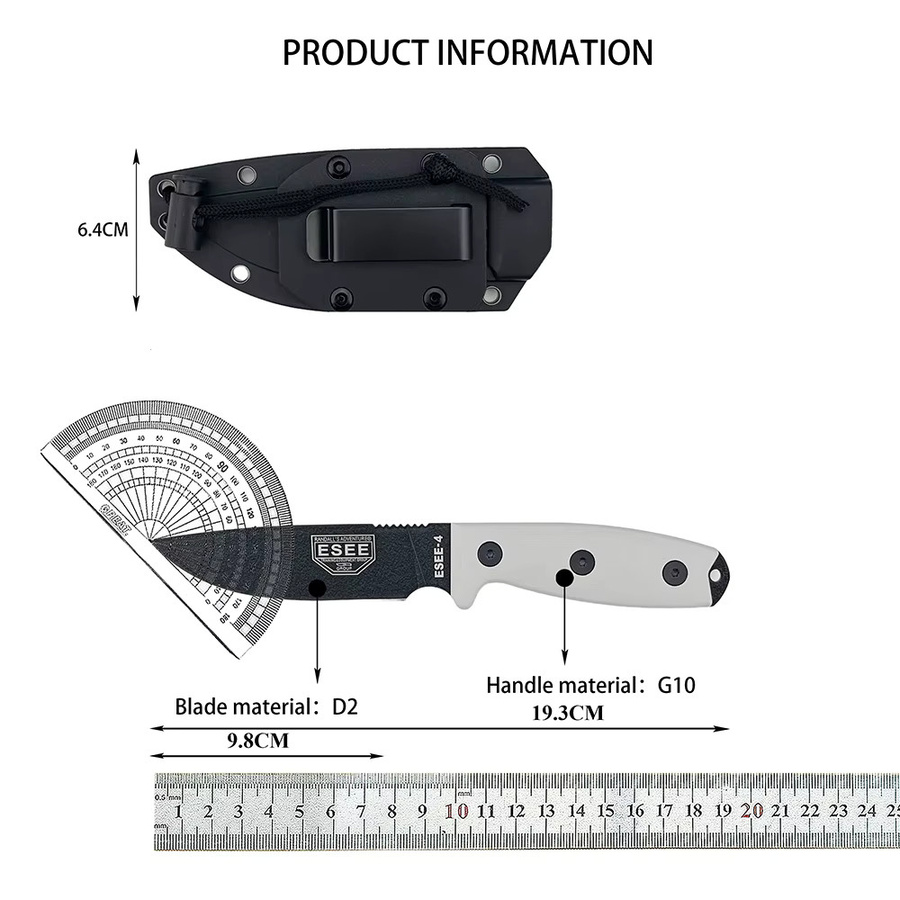 ESEE Feststehendes Messer mit D2-Klinge und grünem G10-Griff inklusive Kydex-Scheide - Bild 3