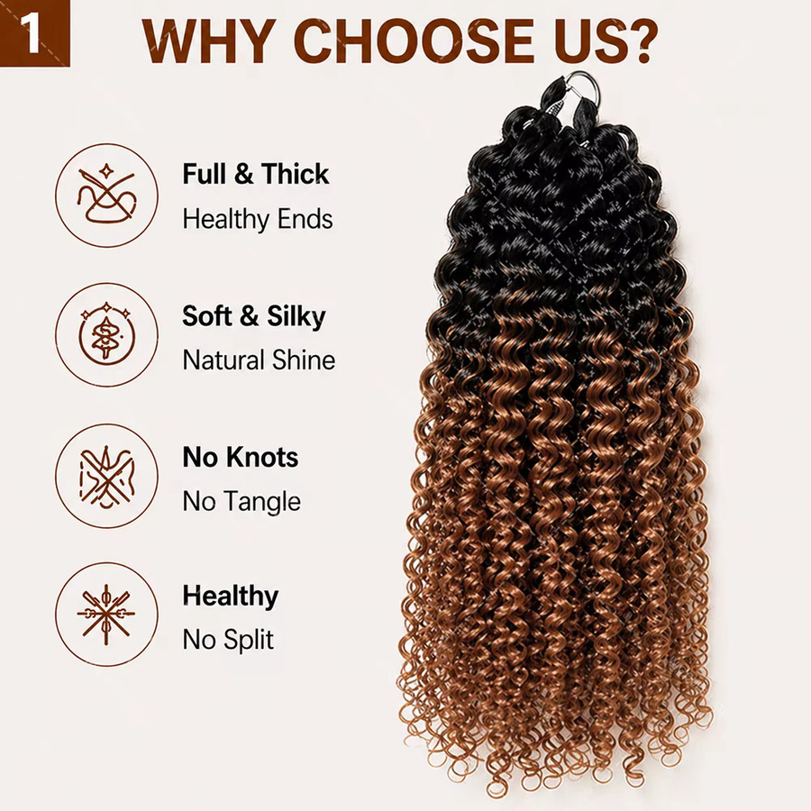 Wig Queen Echthaar-Häkelverlängerungen, Kinky Curly Feather Bundles, TB30 - Bild 2