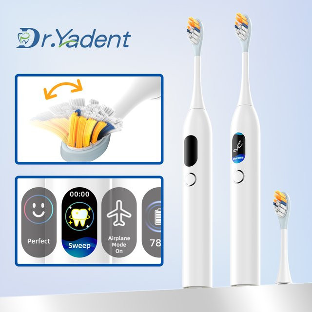 Dr.Yadent Schallvibrations-Zahnbürste mit LED-Monitor, Weiß, Unisex - Bild 1