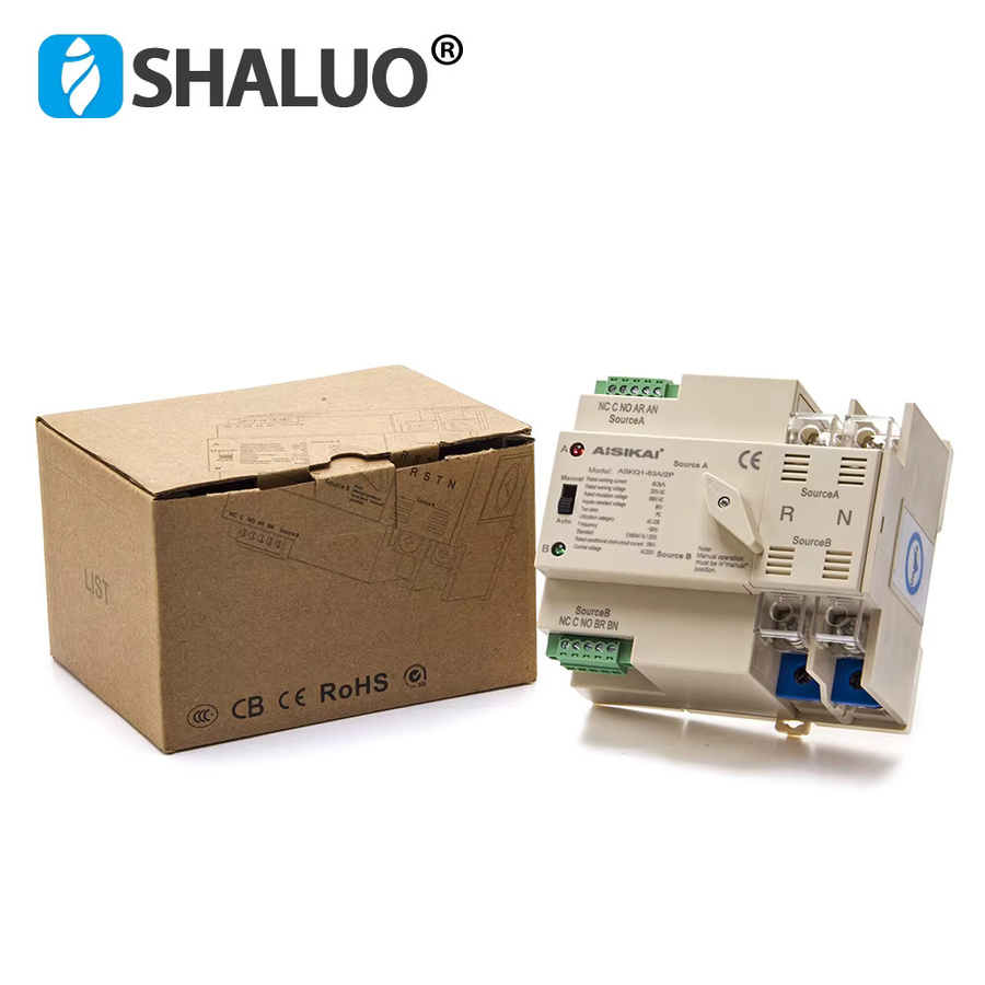 AISIKAI ATS PC Dual Power Automatischer Transfer Schalter Leistungsschalter 63A 2P für Generator 220V 50/60Hz ASKQ1-63A/2P - Bild 2