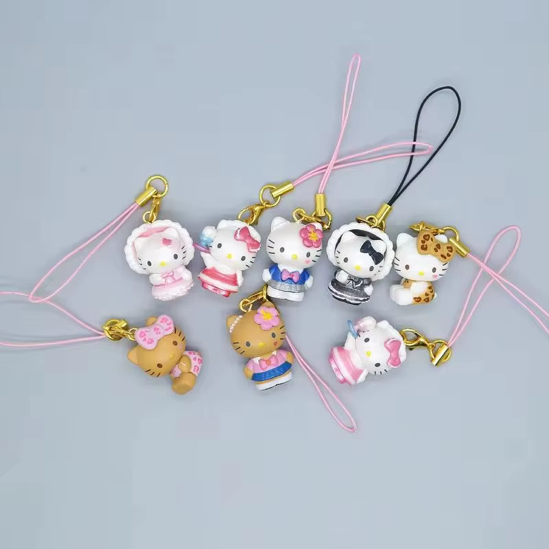 Sanrio Kt-Katzen Schmuckanhänger, Blindbox, Schwarz, Leder, Kunststoff - Bild 2