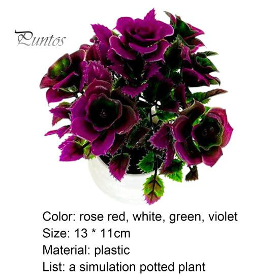 Puntos Dekorative Bonsai Kunstpflanze Chinesische Rosen in Rose Rot aus Kunststoff - Bild 4