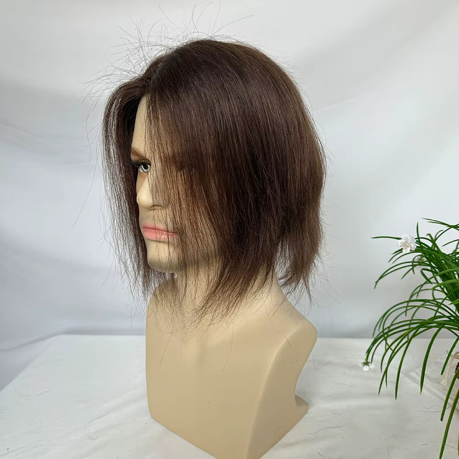 eseewigs Toupet für Männer, Echthaar-Ersatzsystem, Mono-Spitzenoberteil, 6''x8'' - Bild 2