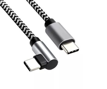 DINIC USB-C auf USB-C 90 Grad Ladekabel aus Nylon, 60 W, Space Grey, 1,00 m - Bild 1