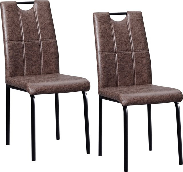 HTI-Living Stuhl Denton Vintage 2er-Set in Braun mit Kunstleder und Metallgestell - Bild 1