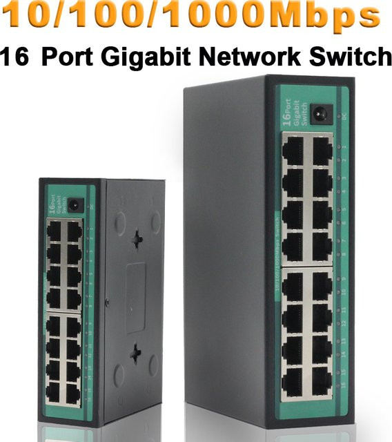 Tellyee 16-Port Gigabit Ethernet Switch 10/100/1000Mbps Netzwerk-Switch Schwarz - Bild 1