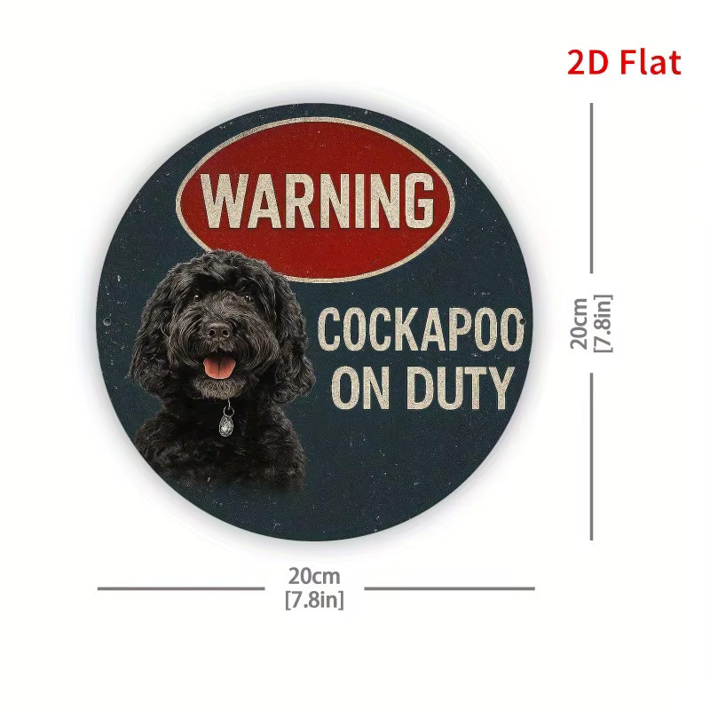 Potdemiel Warnschild Cockapoo aus Metall mit schwarzem Hund, B/B: 20 x 20 cm - Bild 2