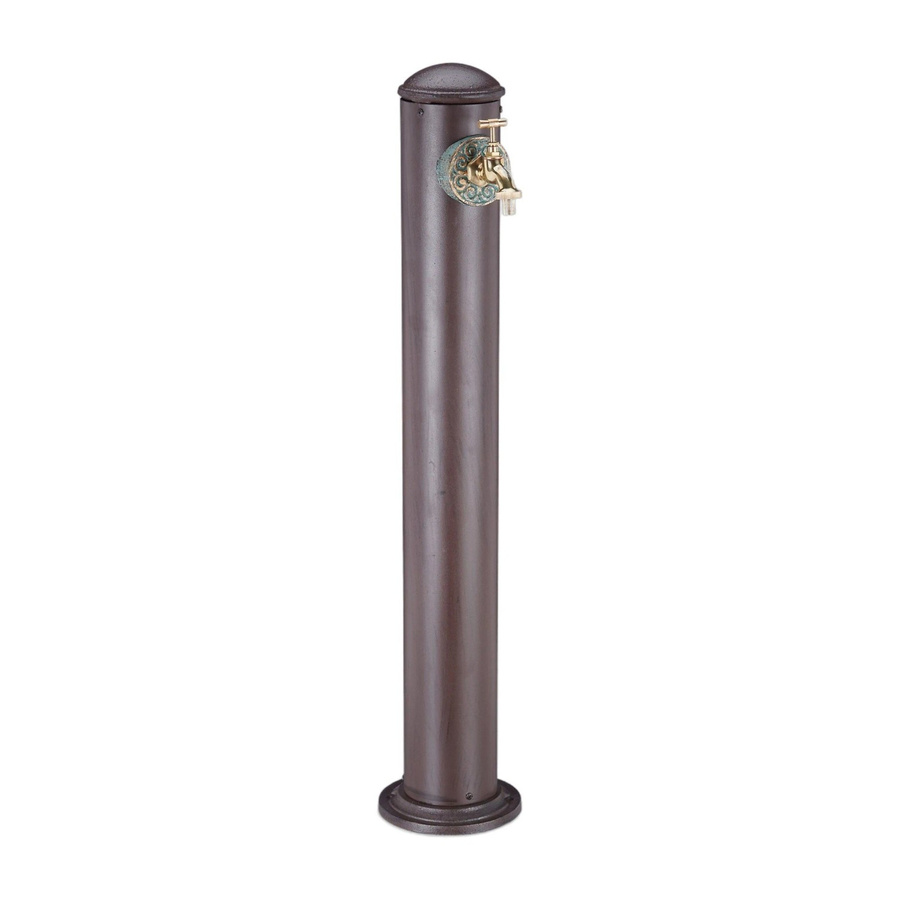 Relaxdays Wasserzapfsäule aus Aluminium und Stahl in Braun mit Wasserhahn, Höhe: 91 cm, Durchmesser: 17 cm - Bild 2
