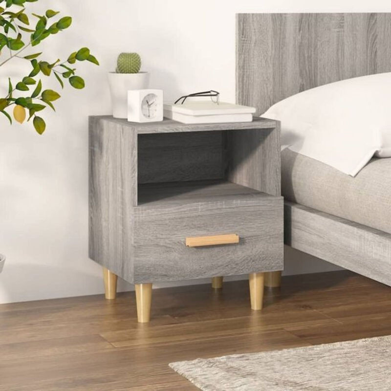 Nachttisch Vidaxl in Grau im modernen skandinavischen Design, B/T/H: 40 x 35 x 47 cm - Bild 1