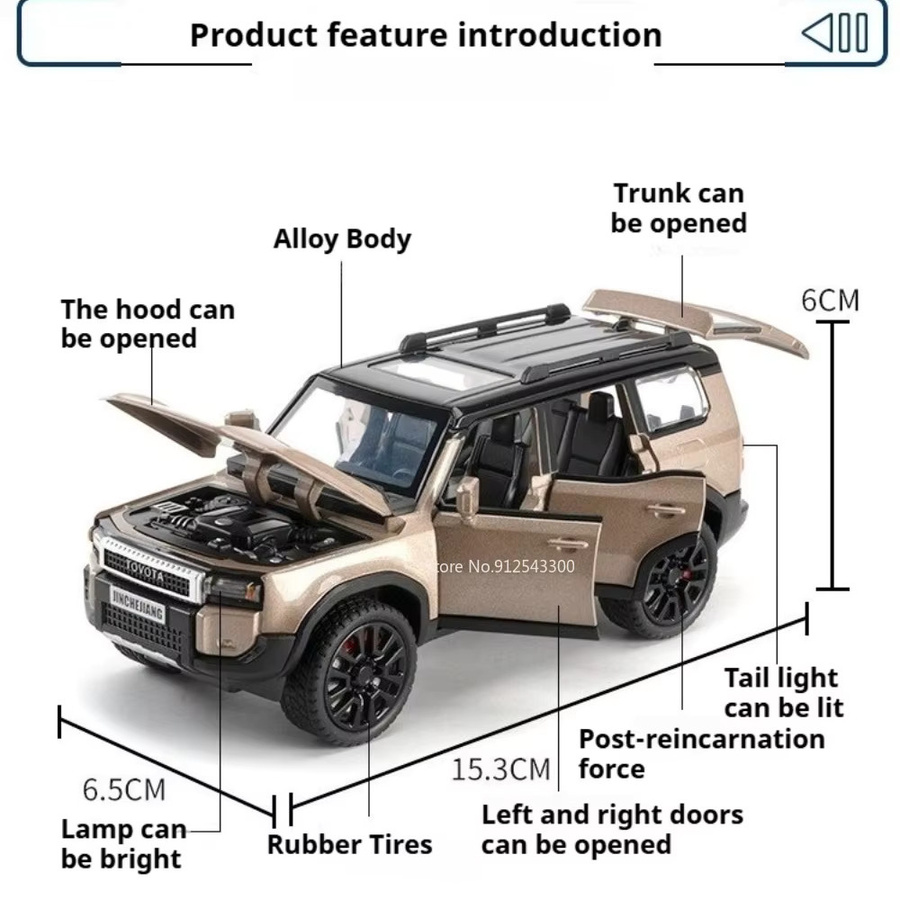 RMZ city YangWang U8 PRADO Modellauto, 1:32, mit Licht und Sound, Gummireifen - Bild 3