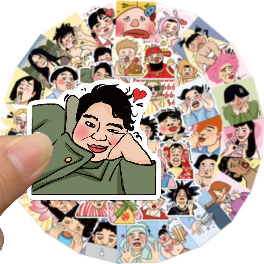 LOLEDE Anime Kpop Aufkleber Set mit lustigen Cartoon Mädchen, wasserfeste DIY Scrapbooking Sticker in Multicolour, 50 Stück - Bild 3